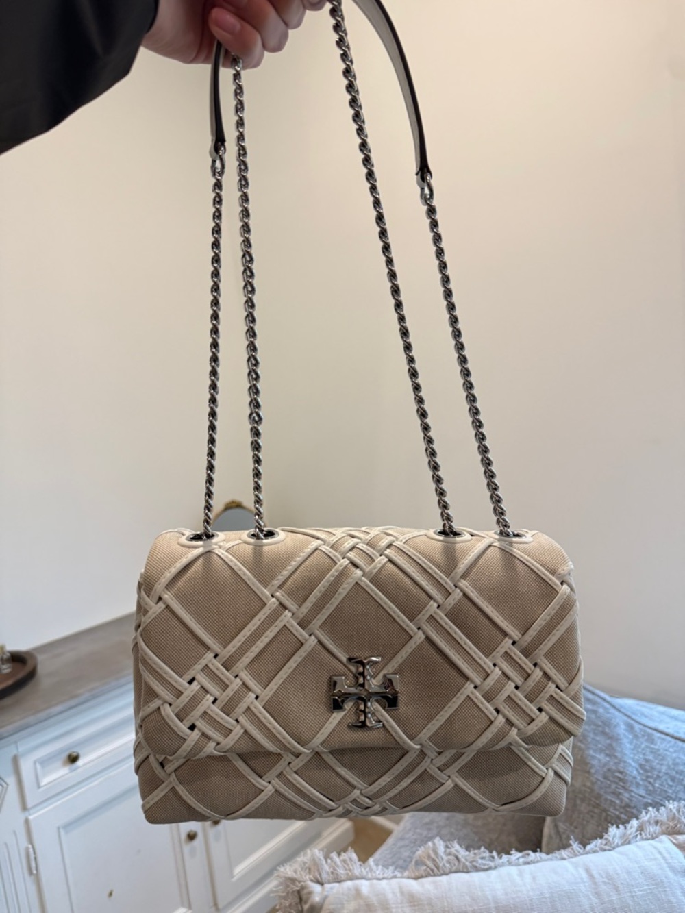 Tory Burch Kira Woven Canvas Shoulder Bag